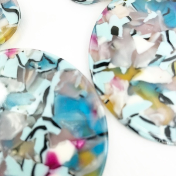 Circle Drop Earrings in Blue - Picture 3 of 8